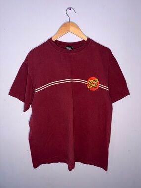 Santa Cruz Skateboards Burgundy Short-Sleeve Logo Tee with Stripe